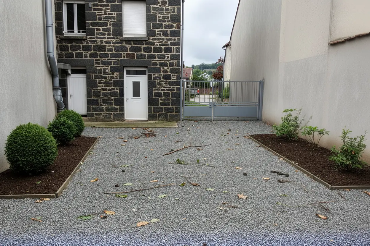 Cour nettoyée après ramassage à Clermont-Ferrand